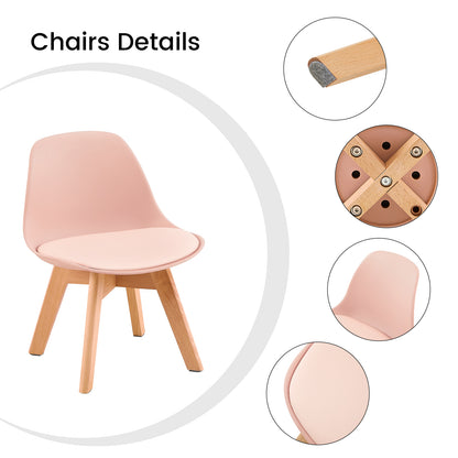 GRAND Kinder-Esszimmerstuhl mit Beinen aus Buche, 2er-Set – Rosa/Weiß