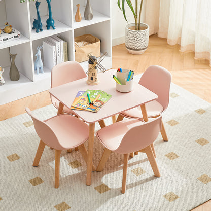 GRAND Kinder-Esszimmerstuhl mit Beinen aus Buche, 2er-Set – Rosa/Weiß