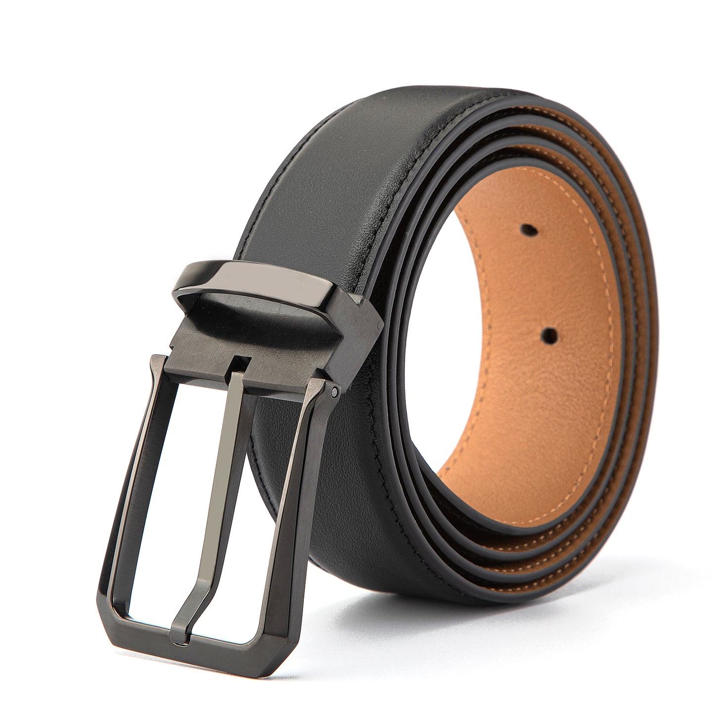 Galway Klassischer G¨¹rtel mit Dornschlie?e aus Oberschichtleder, Gun Black