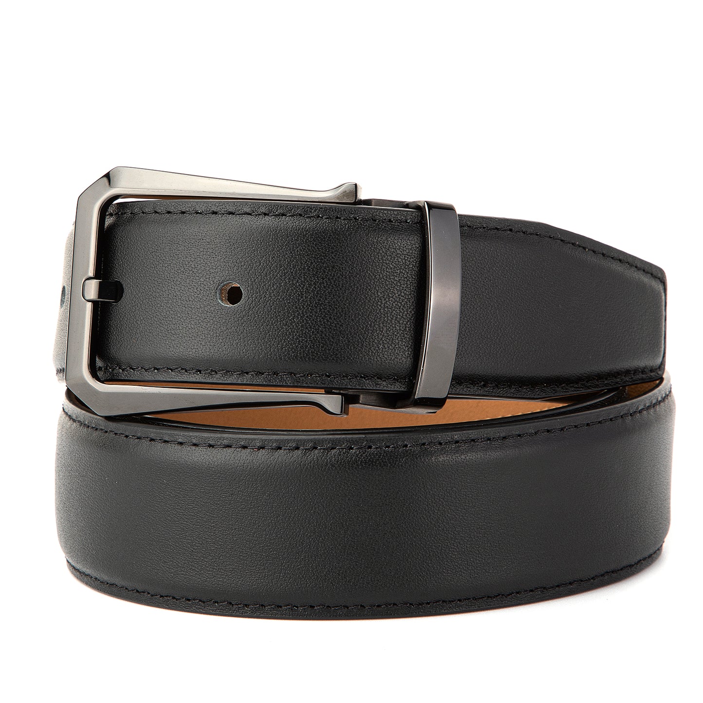 Galway Klassischer G¨¹rtel mit Dornschlie?e aus Oberschichtleder, Gun Black