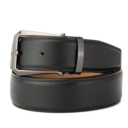 Galway Klassischer G¨¹rtel mit Dornschlie?e aus Oberschichtleder, Gun Black