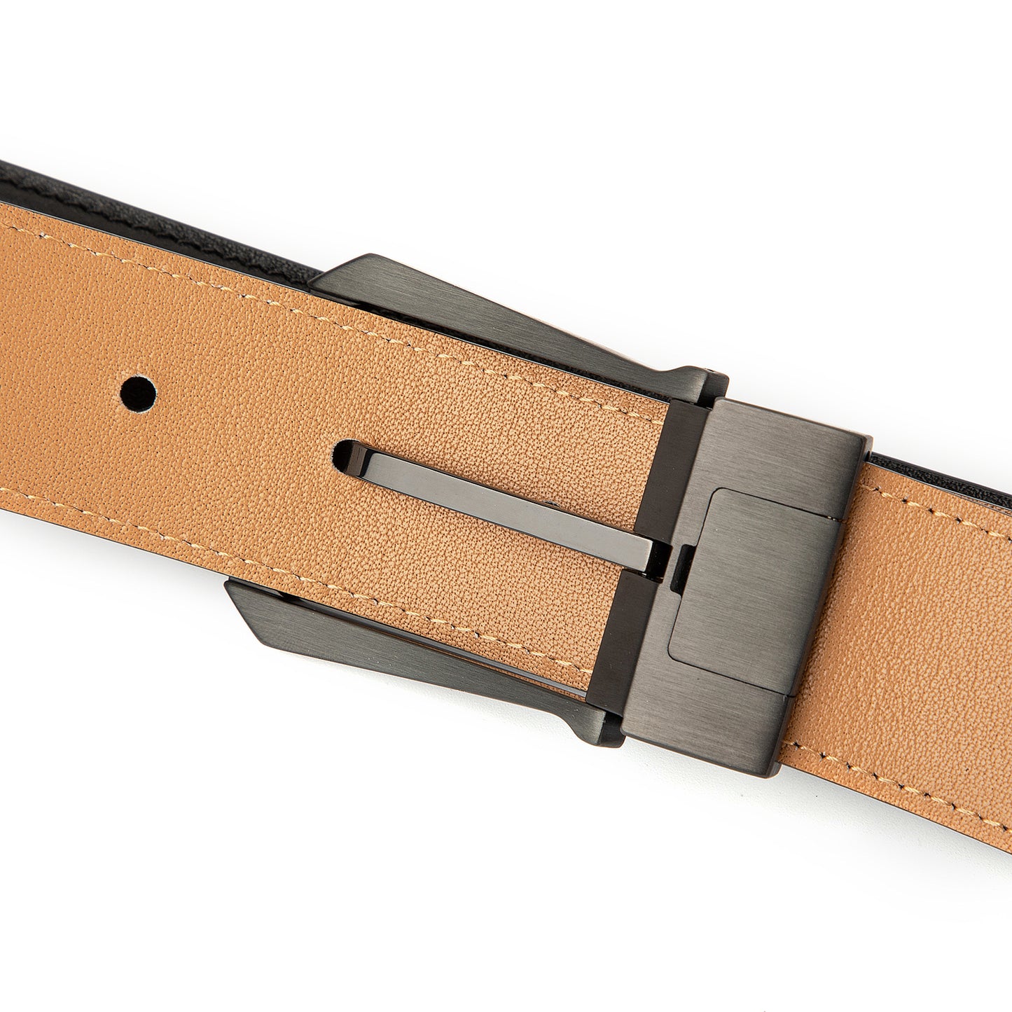 Galway Klassischer G¨¹rtel mit Dornschlie?e aus Oberschichtleder, Gun Black