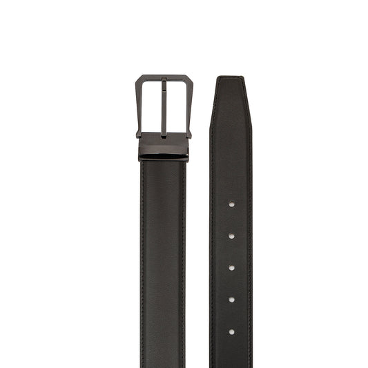 Galway Klassischer G¨¹rtel mit Dornschlie?e aus Oberschichtleder, Gun Black
