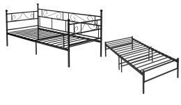 HALES Schlafsofa + Einzelbett aus Metall für Erwachsene oder Kinder – Schwarz/Weiß