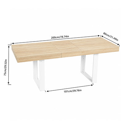 Ausziehbarer rechteckiger Esstisch, 160–200 cm lang – Holz und Weiß