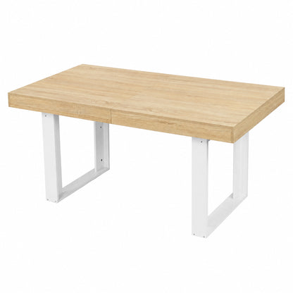 Ausziehbarer rechteckiger Esstisch, 160–200 cm lang – Holz und Weiß