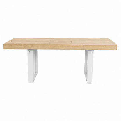 Ausziehbarer rechteckiger Esstisch, 160–200 cm lang – Holz und Weiß