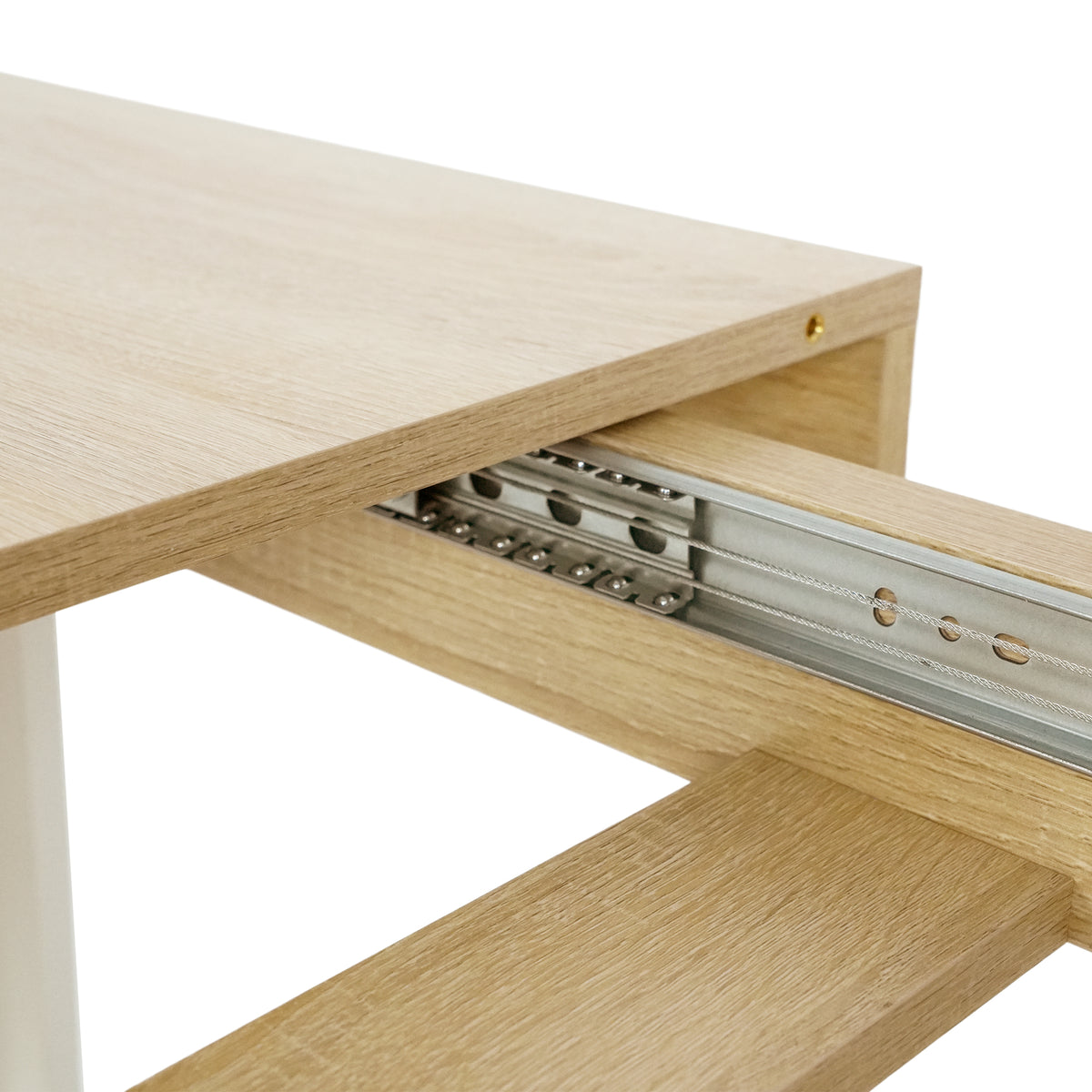 Ausziehbarer rechteckiger Esstisch, 160–200 cm lang – Holz und Weiß
