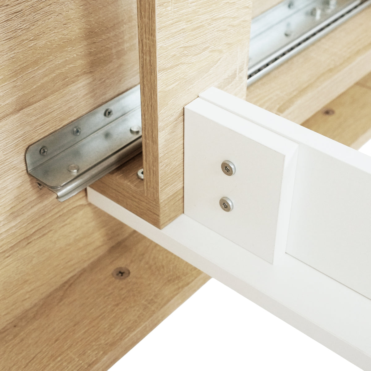 Ausziehbarer rechteckiger Esstisch, 160–200 cm lang – Holz und Weiß