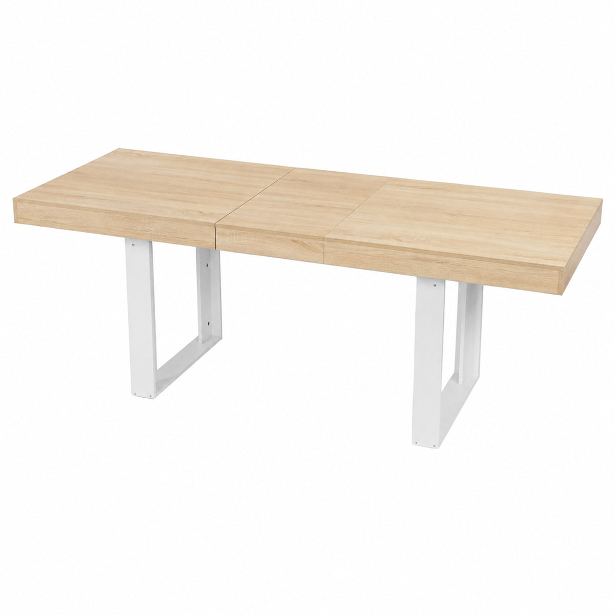 Ausziehbarer rechteckiger Esstisch, 160–200 cm lang – Holz und Weiß