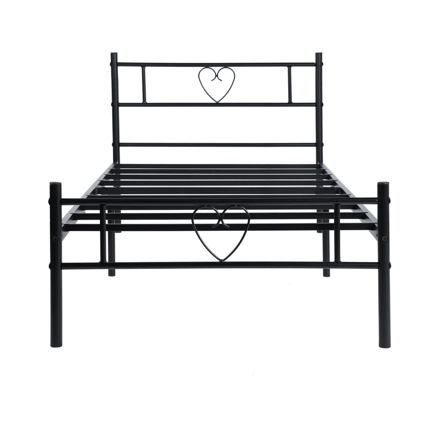 HEART Herzfärmiges Einzel-/Doppelbett aus Metall 94 * 196 cm/143 * 196 cm - Schwarz