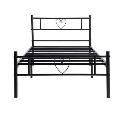 HEART Herzfärmiges Einzel-/Doppelbett aus Metall 94 * 196 cm/143 * 196 cm - Schwarz