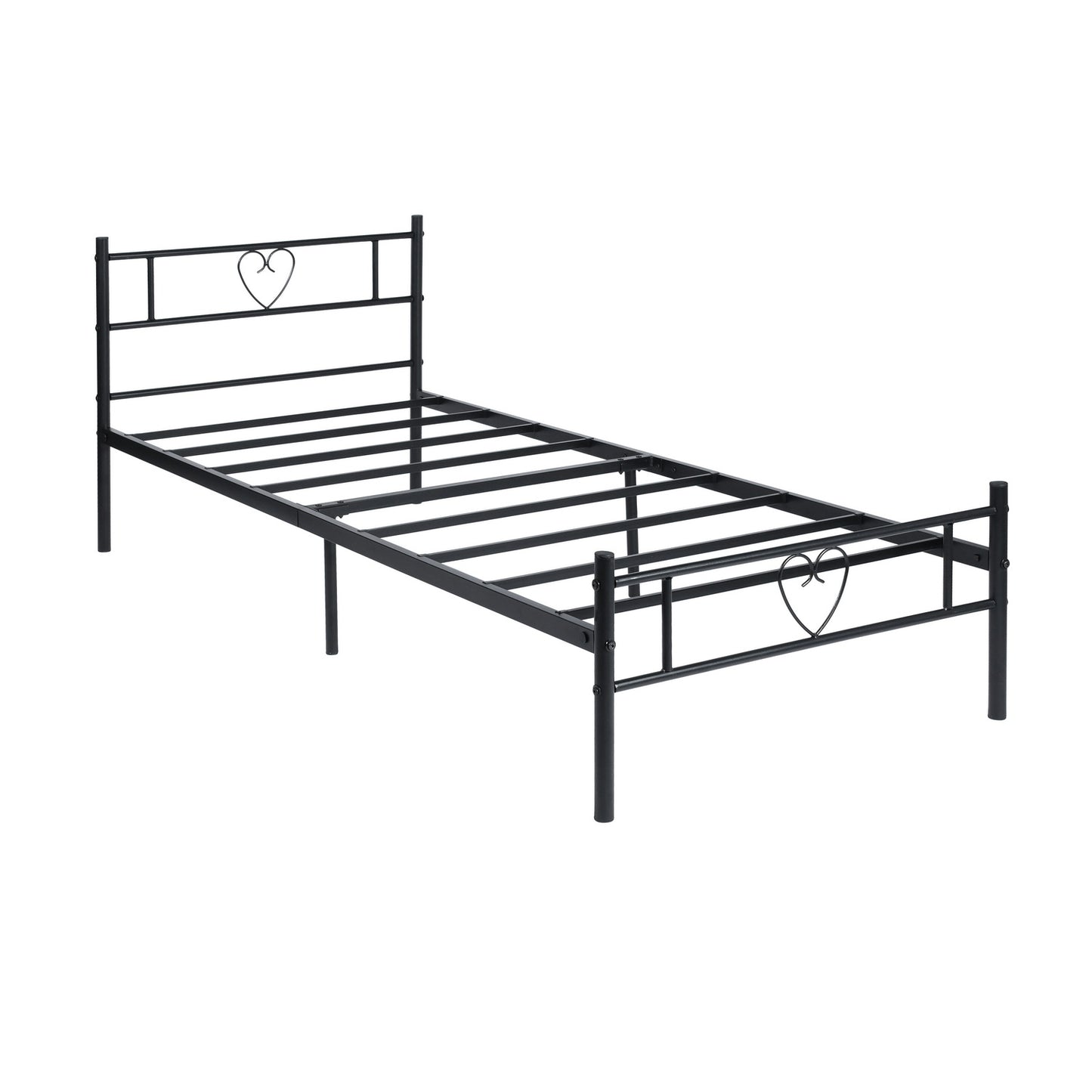 HEART Herzfärmiges Einzel-/Doppelbett aus Metall 94 * 196 cm/143 * 196 cm - Schwarz