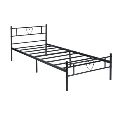 HEART Herzfärmiges Einzel-/Doppelbett aus Metall 94 * 196 cm/143 * 196 cm - Schwarz