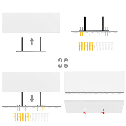 Schwebende Regale zur Wandmontage, 4er-Set, Wandregale für Schlafzimmer, Wohnzimmer, Küche – Schwarz/Weiß/Feuerfarbe
