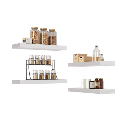 Schwebende Regale zur Wandmontage, 4er-Set, Wandregale für Schlafzimmer, Wohnzimmer, Küche – Schwarz/Weiß/Feuerfarbe