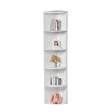 5-stöckiges weißes Eckregal, Fächerdesign, modernes kleines Bücherregal 130 cm – HOBART