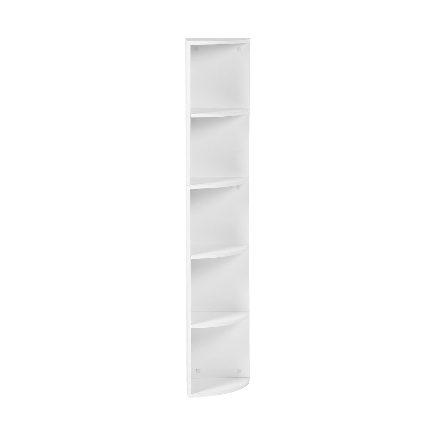 5-stöckiges weißes Eckregal, Fächerdesign, modernes kleines Bücherregal 130 cm – HOBART