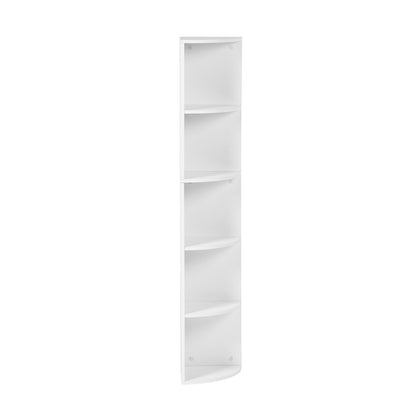 5-stöckiges weißes Eckregal, Fächerdesign, modernes kleines Bücherregal 130 cm – HOBART
