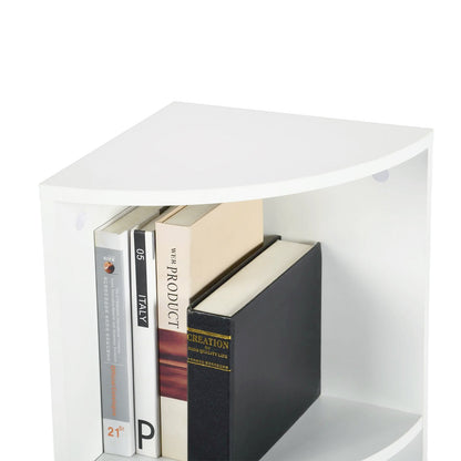 5-stöckiges weißes Eckregal, Fächerdesign, modernes kleines Bücherregal 130 cm – HOBART