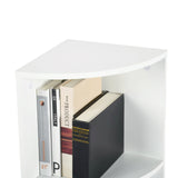 5-stöckiges weißes Eckregal, Fächerdesign, modernes kleines Bücherregal 130 cm – HOBART