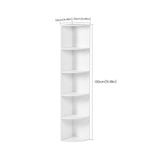 5-stöckiges weißes Eckregal, Fächerdesign, modernes kleines Bücherregal 130 cm – HOBART