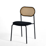 Sitzfläche aus Samt, Rückenlehne Rohrgefleccht/Metal-2er Set Stühle