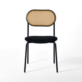 Sitzfläche aus Samt, Rückenlehne Rohrgefleccht/Metal-2er Set Stühle