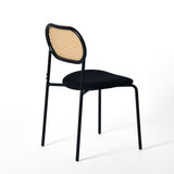 Sitzfläche aus Samt, Rückenlehne Rohrgefleccht/Metal-2er Set Stühle