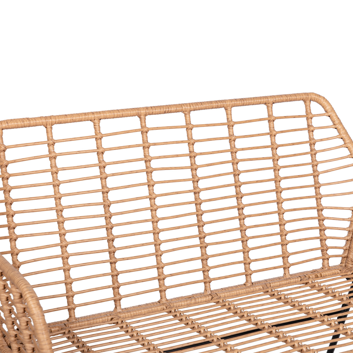 4-teiliges Gartenmöbelset aus geflochtenem Kunststoff – Graue Kissen – 1 Sofa, 2 Sessel, 1 Couchtisch