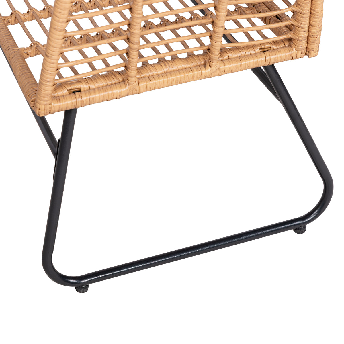 4-teiliges Gartenmöbelset aus geflochtenem Kunststoff – Graue Kissen – 1 Sofa, 2 Sessel, 1 Couchtisch