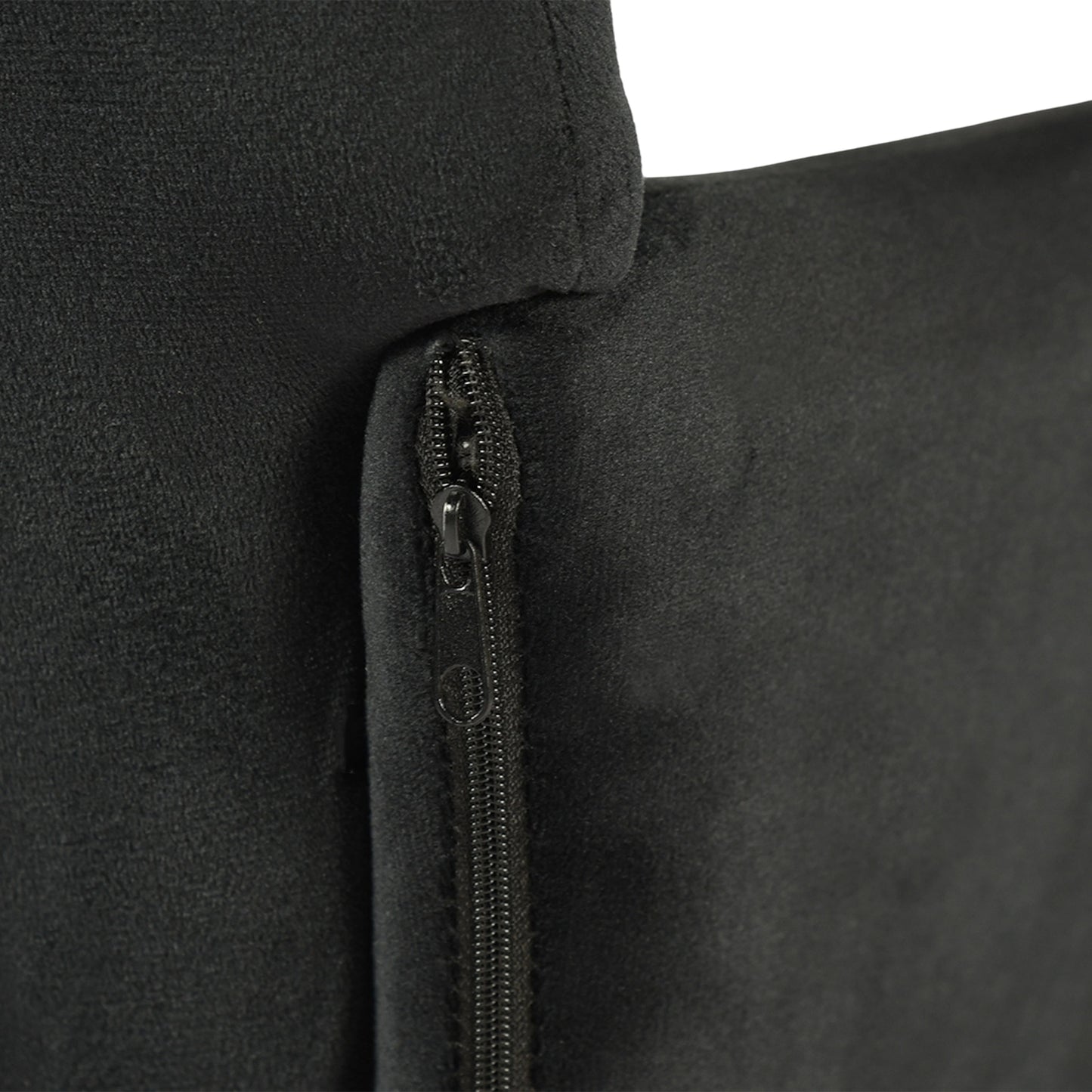 Breiter Esszimmerstuhl mit Samtarmlehnen, Schwarz/Dunkelgrau – KAMELY