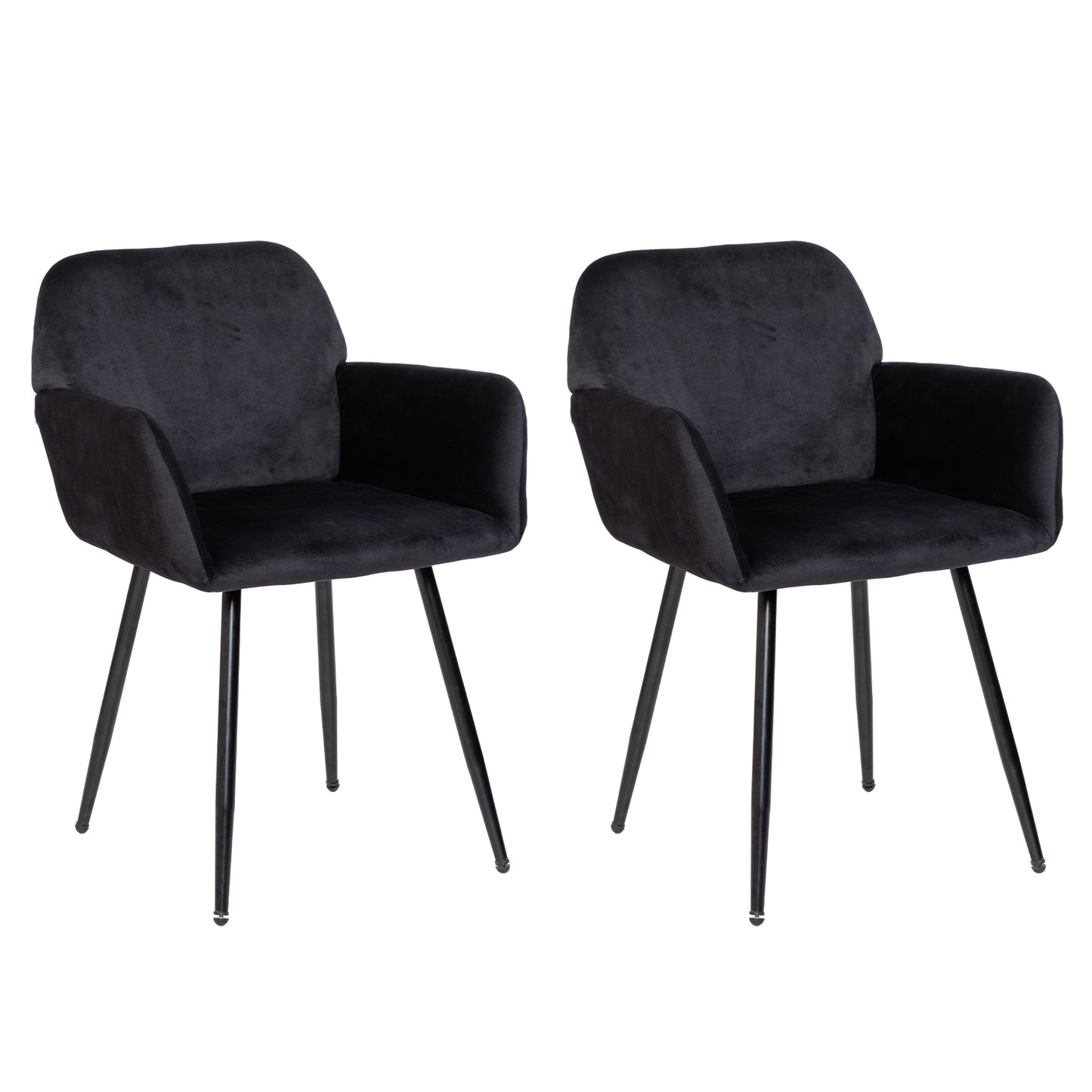 Breiter Esszimmerstuhl mit Samtarmlehnen, Schwarz/Dunkelgrau – KAMELY