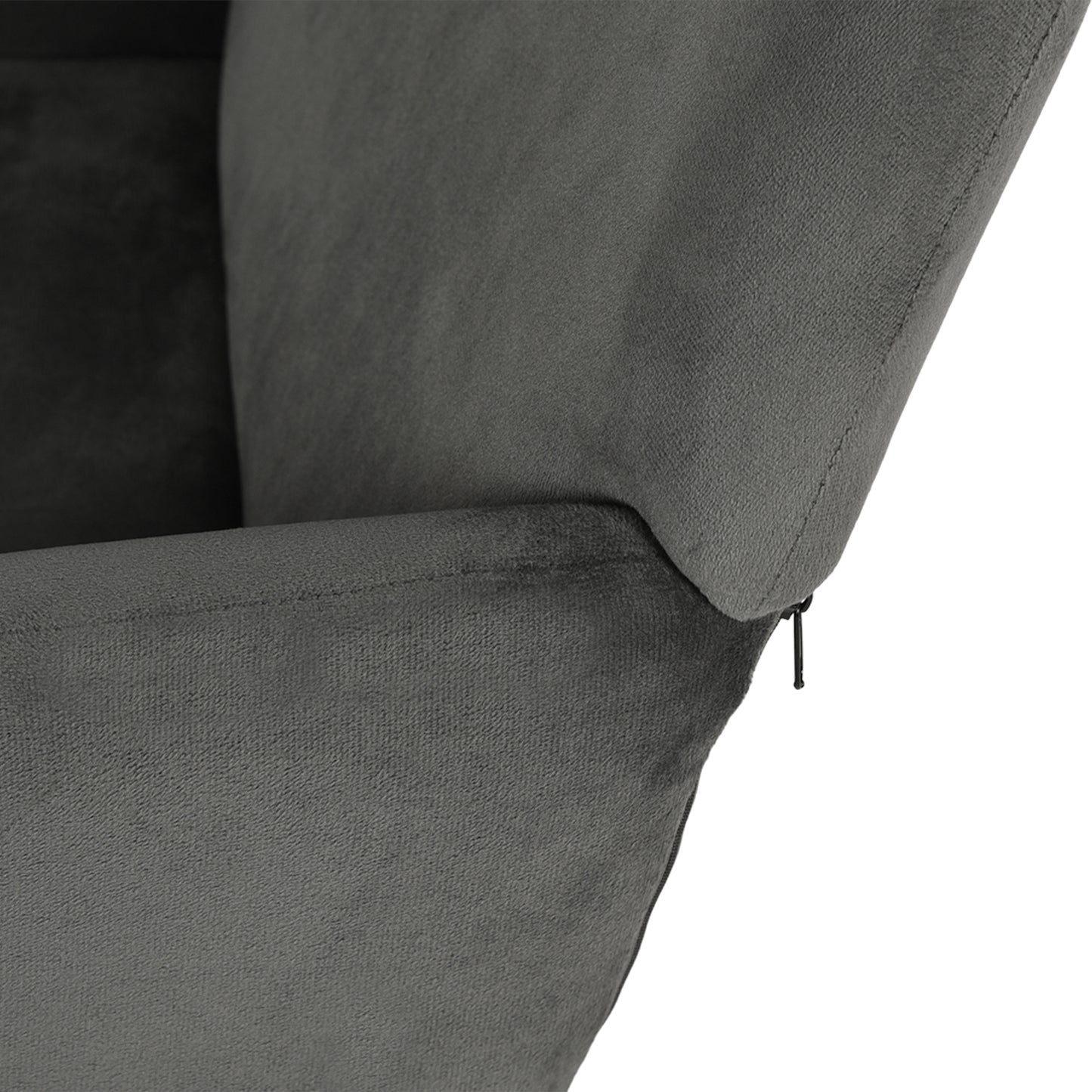 Breiter Esszimmerstuhl mit Samtarmlehnen, Schwarz/Dunkelgrau – KAMELY