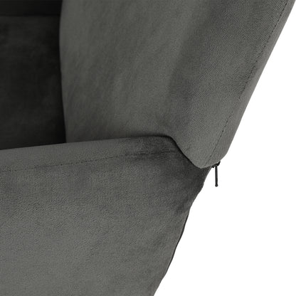 Breiter Esszimmerstuhl mit Samtarmlehnen, Schwarz/Dunkelgrau – KAMELY