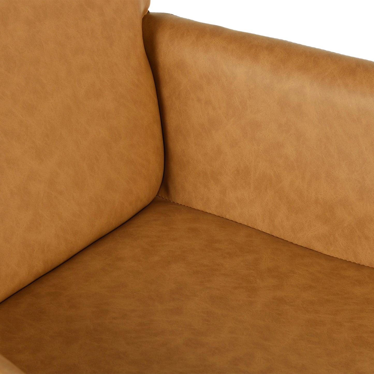 Esszimmerstuhl mit Armlehnen aus PU-Leder, breitem Design und Eisenbeinen, 1/2 Stück – Braun