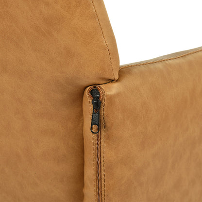 Esszimmerstuhl mit Armlehnen aus PU-Leder, breitem Design und Eisenbeinen, 1/2 Stück – Braun