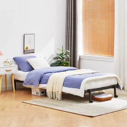 LIA Einzel-/Doppelklappbett aus Metall 94 x 196 cm/143 x 196 cm – Schwarz