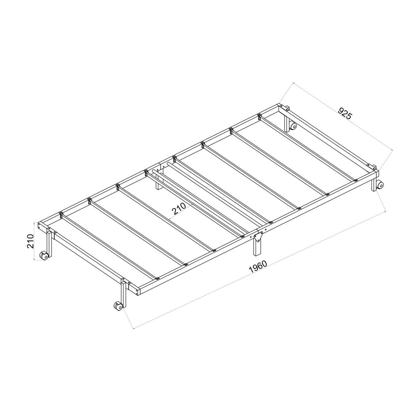 LIA Einzel-/Doppelklappbett aus Metall 94 x 196 cm/143 x 196 cm – Schwarz