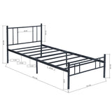 LOCARNO Einzel-/Doppelbett aus Metall 94 * 196 cm/143 * 196 cm - Schwarz