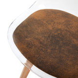 LUCCA Transparenter Stuhl mit Beinen aus Eschenholz und braunem Wildlederkissen