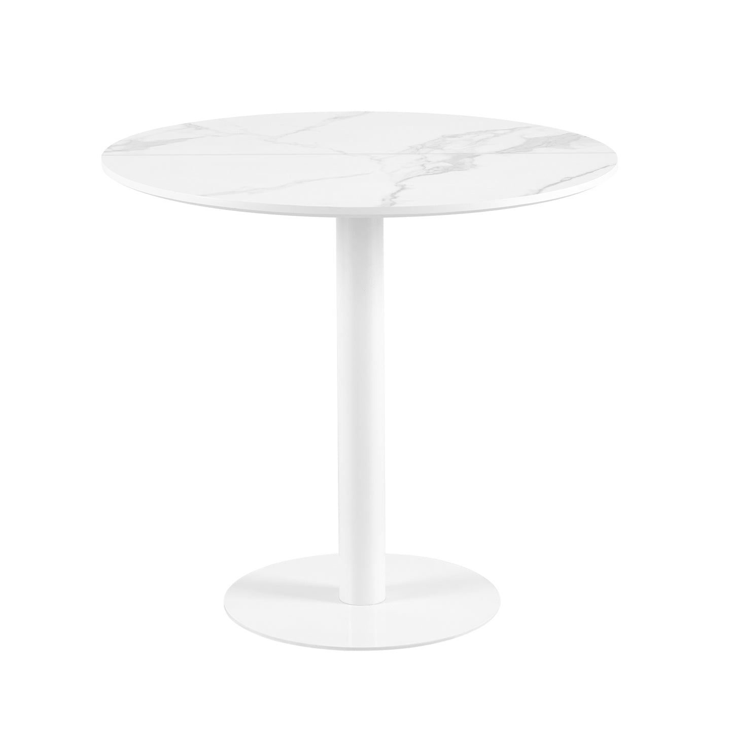 LYMAN Runder Esstisch, 80 cm, Weiß/Schwarz