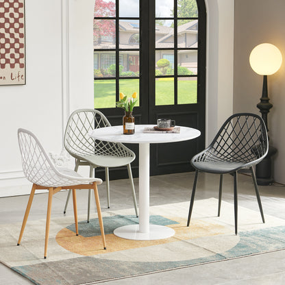 LYMAN Runder Esstisch, 80 cm, Weiß/Schwarz