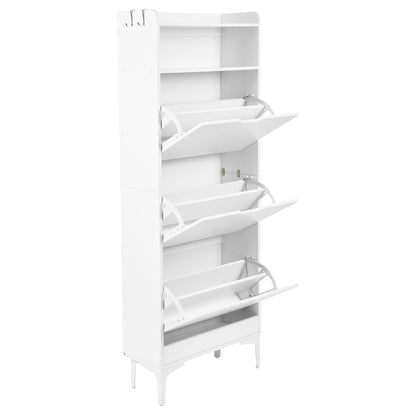 MELVIN Schuhschrank mit 3 Fächern, Schuhregal, 60 x 159,3 cm – MDF, Weiß