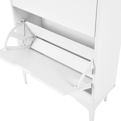MELVIN Schuhschrank mit 3 Fächern, Schuhregal, 60 x 159,3 cm – MDF, Weiß