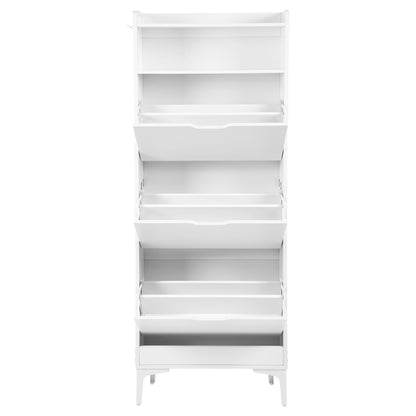 MELVIN Schuhschrank mit 3 Fächern, Schuhregal, 60 x 159,3 cm – MDF, Weiß