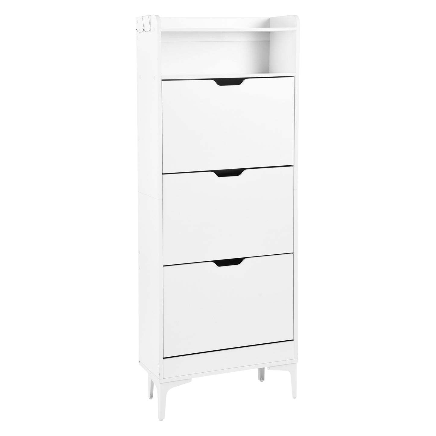 MELVIN Schuhschrank mit 3 Fächern, Schuhregal, 60 x 159,3 cm – MDF, Weiß