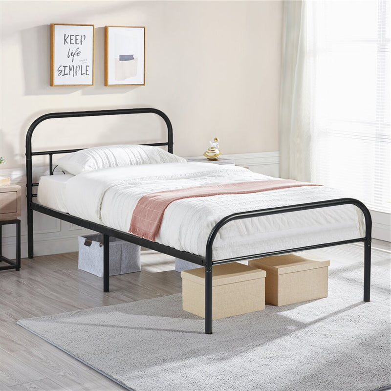 MILO Herzförmiges Einzel-/Doppelbett aus Metall, 94 x 196 cm/143 x 196 cm – Schwarz