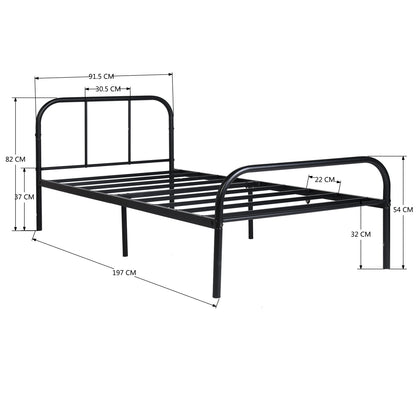 MILO Einzel-/Doppelbett aus Metall 94 * 196 cm/143 * 196 cm - Schwarz