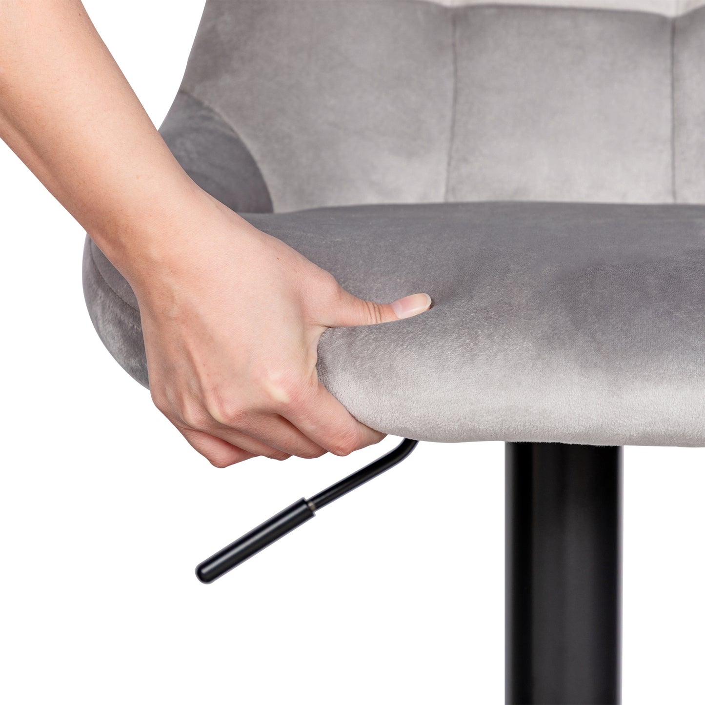 OLIVET Moderner, verstellbarer Barstuhl aus Samt, 2er-Set – Grau